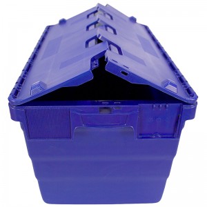 Attached Lid Container Stackable Plastic Crates
