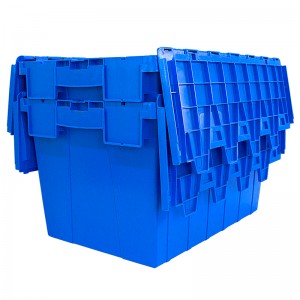 Attached Lid Container Stackable Plastic Crates