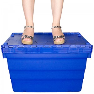 Attached Lid Container Stackable Plastic Crates