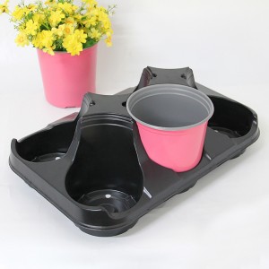 Black Round Carry Tray Plant Shuttle Tray