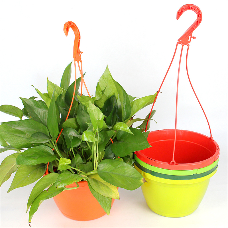 Round Injection Durable Hanging Flower Pot With Hook